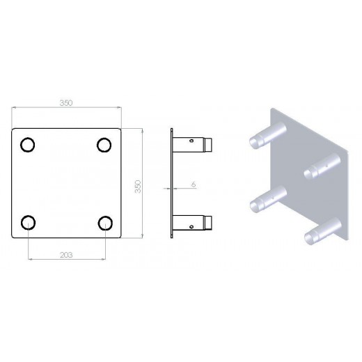 Structure Angle et Embase ASD - 57EM259ATC / Embase de sol alu pour SC 250